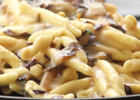 Pasta con crema di radicchio e noci